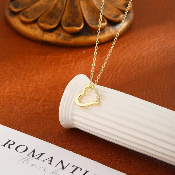 ⚡Necklace for Women Heart Zirconia Necklace 14K Gold Plated Cute Gold Jewelry - Picture 6 of 7